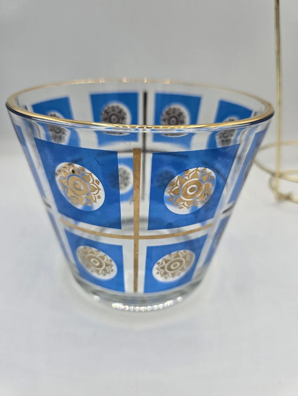 Vintage Jeannette Blue & 22K Gold Ice Bucket | MCM